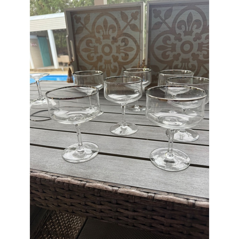 Vintage Lenox Desire Platinum Rim champagne coupe Sherbert Glasses set of 8